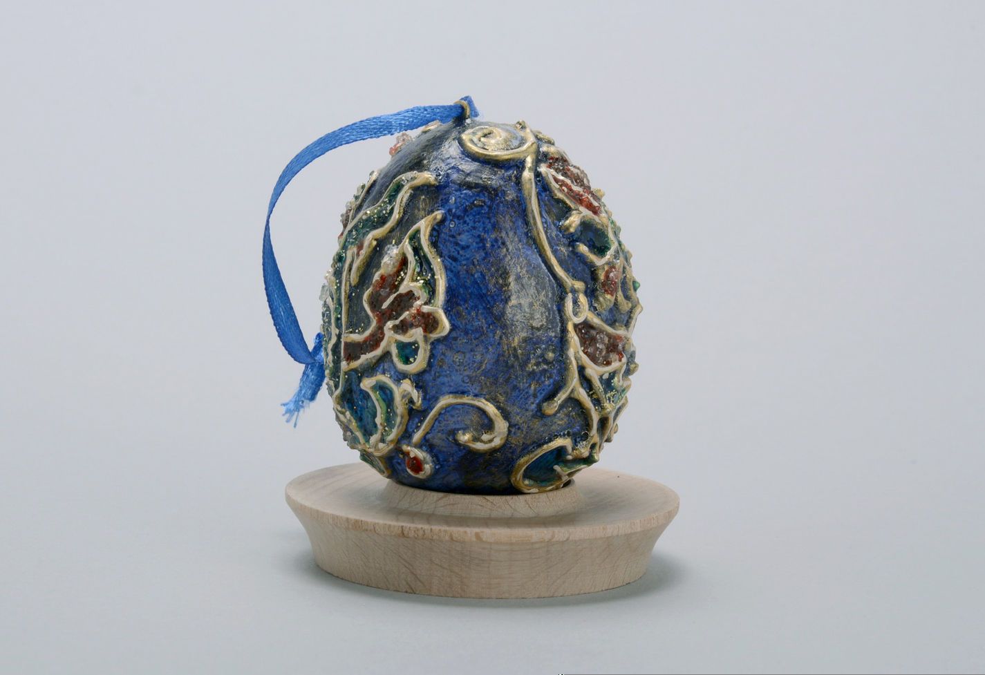Suspension décorative artisanale œuf de Pâques Oiseau bleu du bonheur photo 3