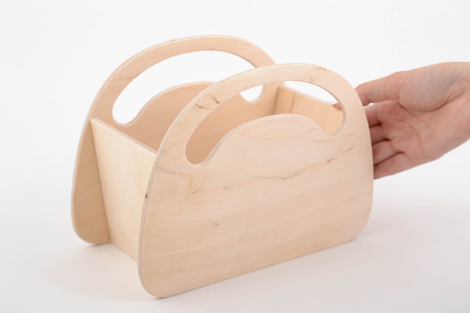 Boîte en bois brut de rangement faite main à décorer et peindre en forme de sac photo 5