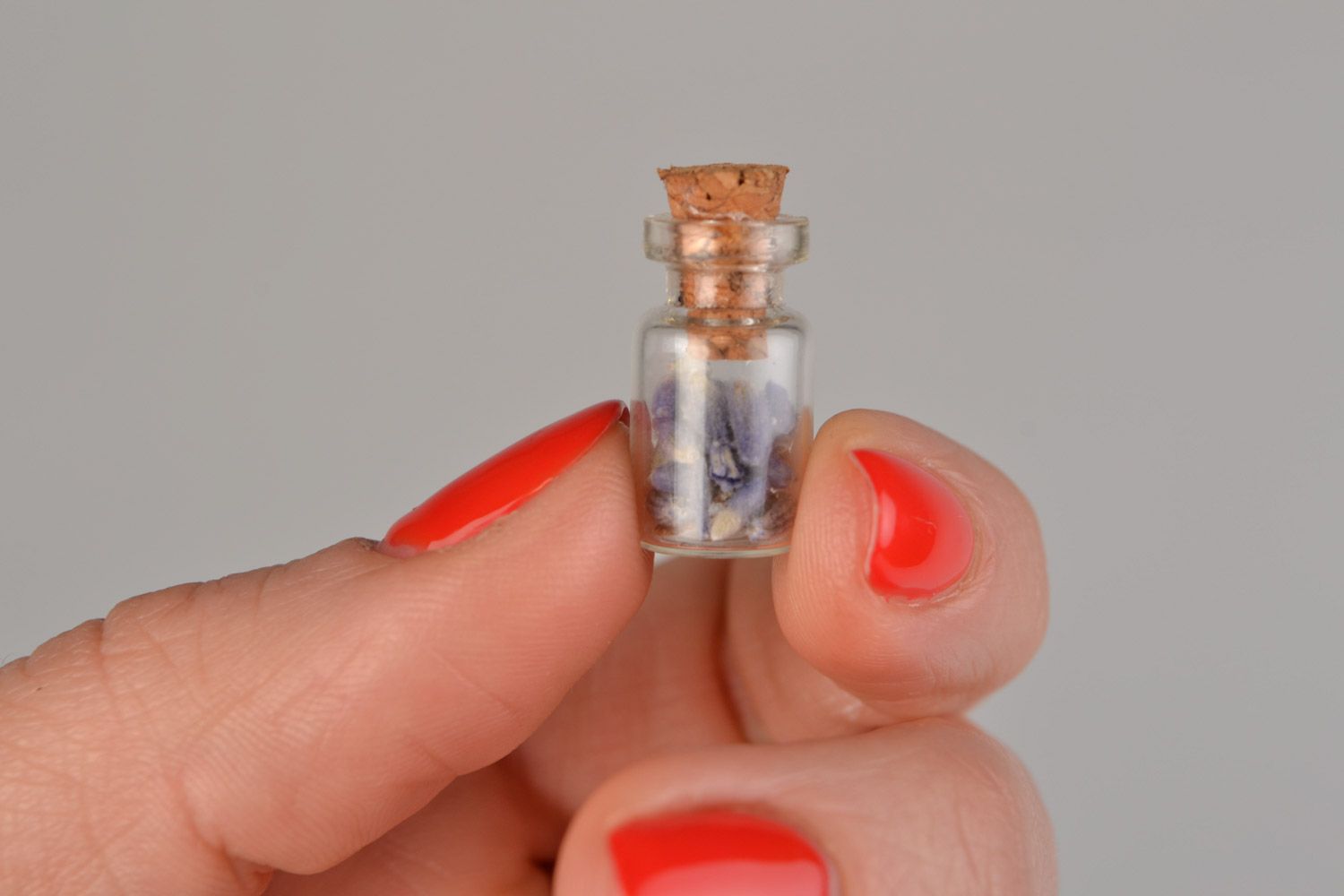 Unusual handmade glass pendant in the shape of jar with lavender inside photo 2