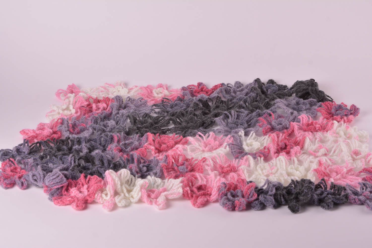 Designer Schal handgefertigt Damen Stola Geschenk für Frauen gehäkelt rosa foto 3