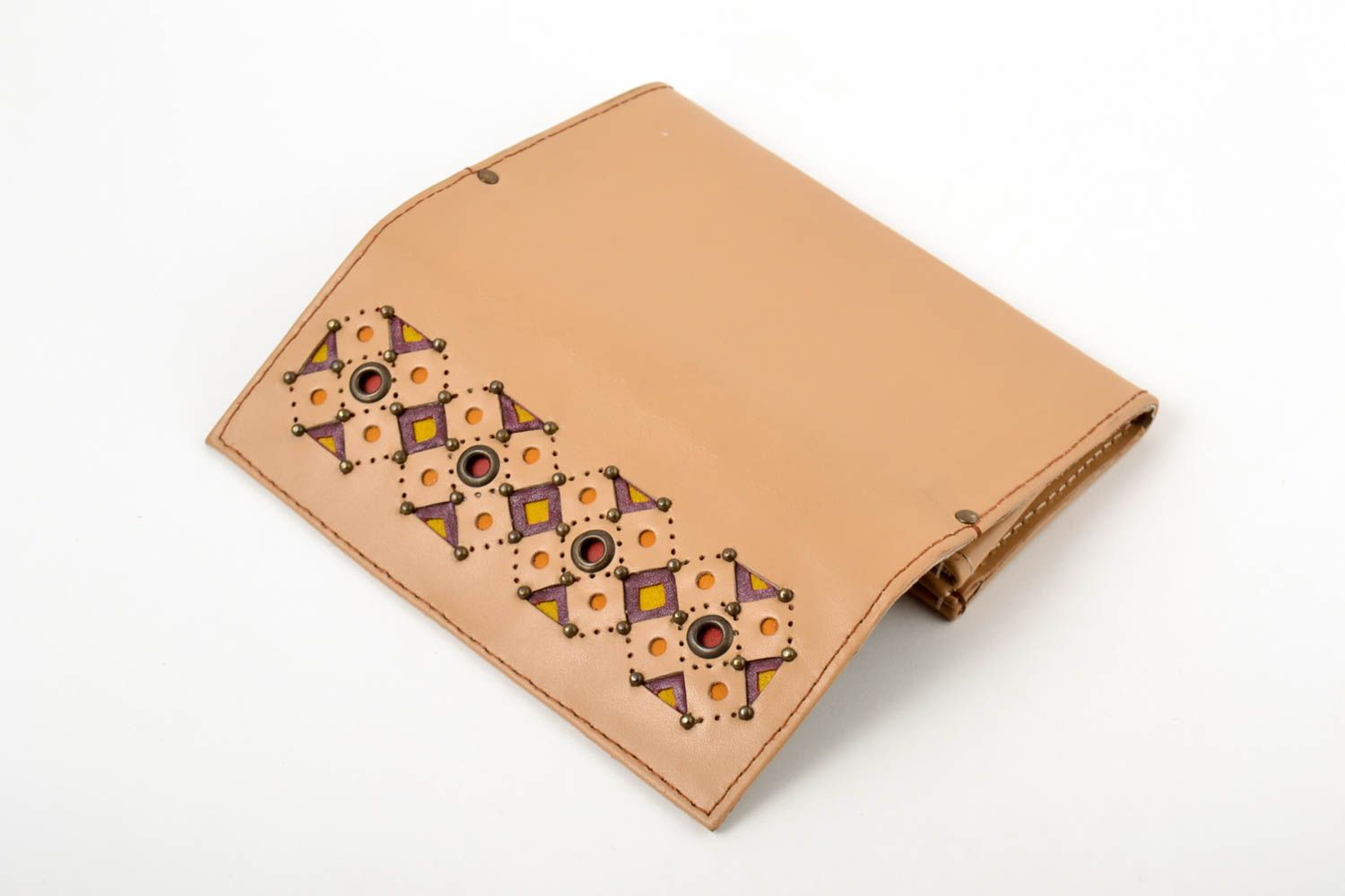 Kleines Portemonnaie handgeschaffen Geldbörse aus Leder schön Damen Accessoire foto 3