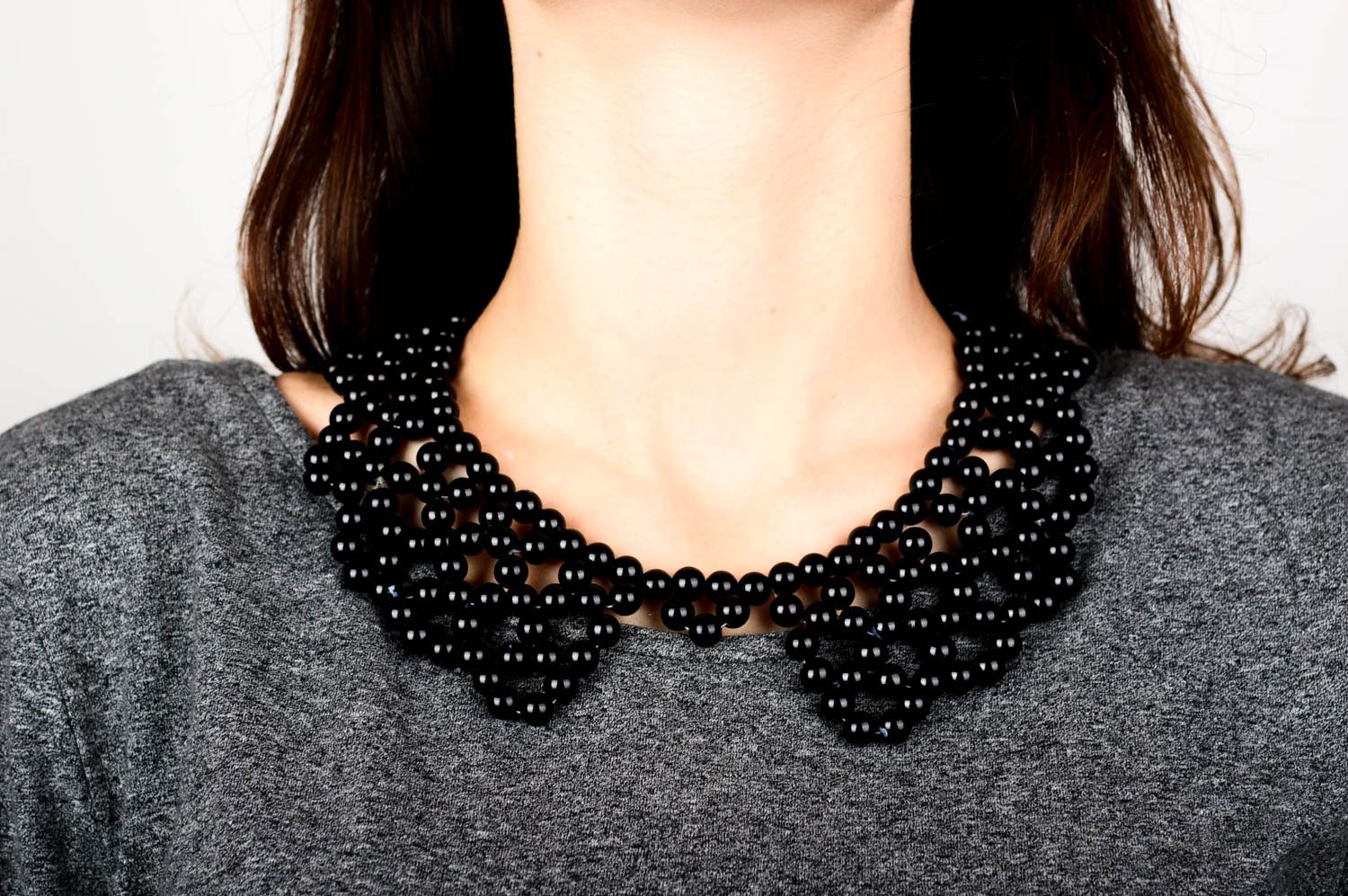 Collana di perle fatta a mano originale di moda bigiotteria da donna
 foto 2
