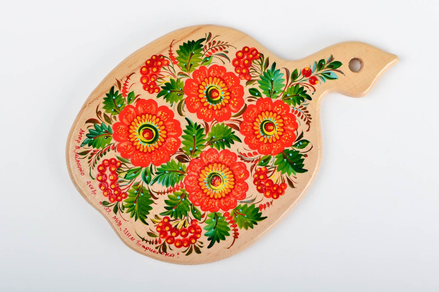 Handmade wooden cutting board painted chopping board utensil in ethnic style photo 3