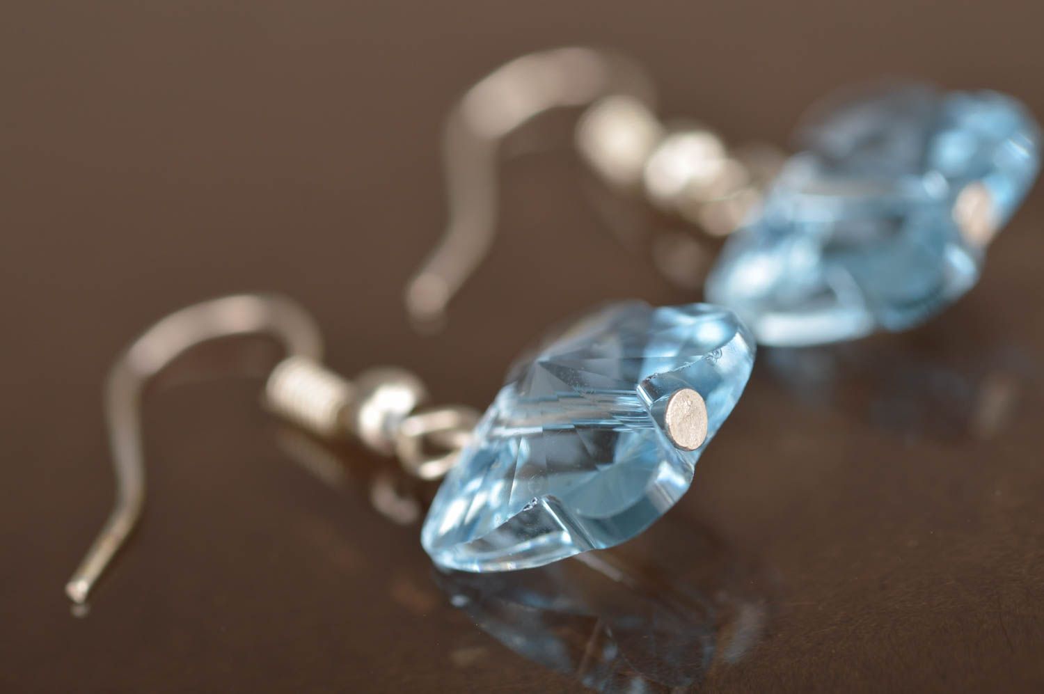 Boucles d'oreilles papillons cristaux autrichiens pendantes bleues faites main photo 3