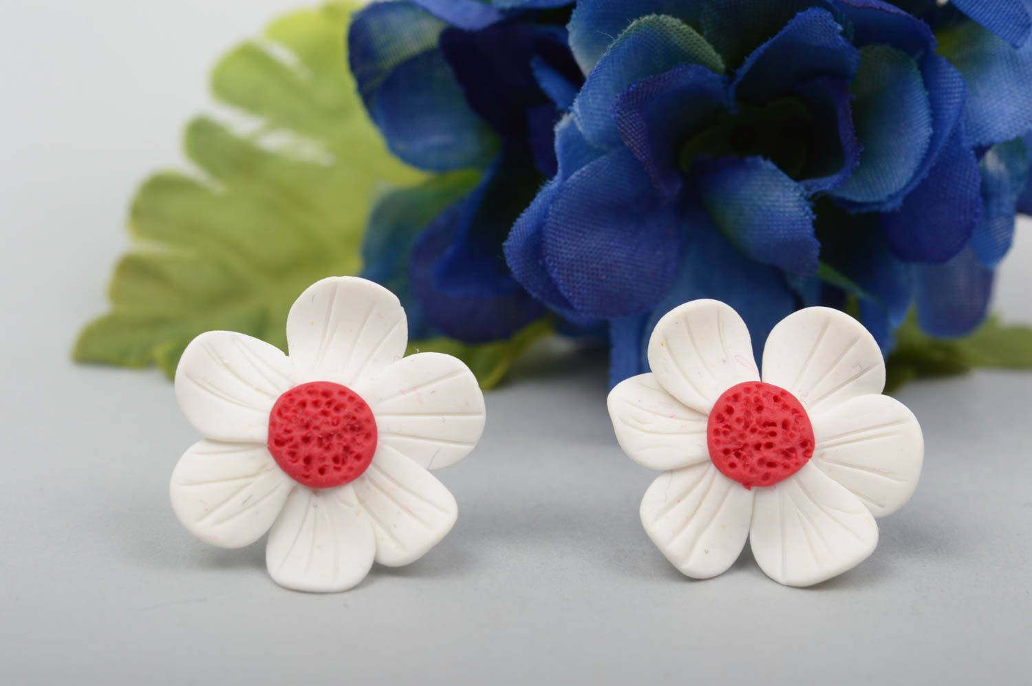 Flower jewelry handmade earrings polymer clay stud earrings best gifts for women photo 1
