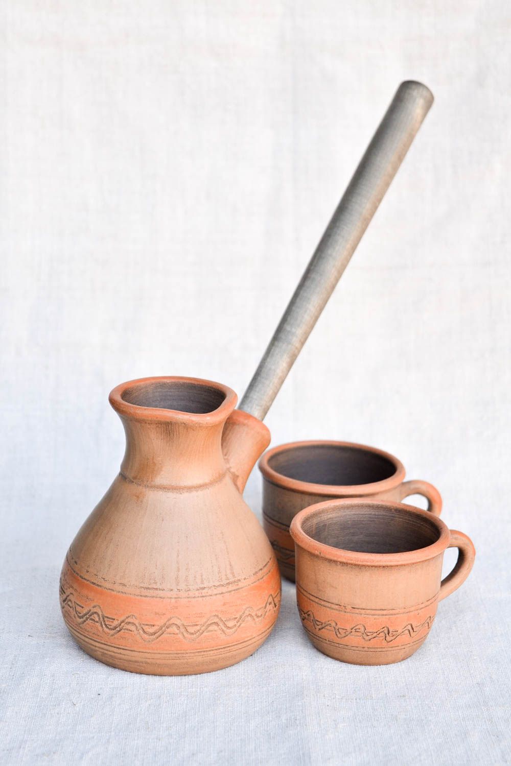 Handmade ceramic cezve 250 ml handmade 2 coffee cups 100 ml gift ideas photo 4