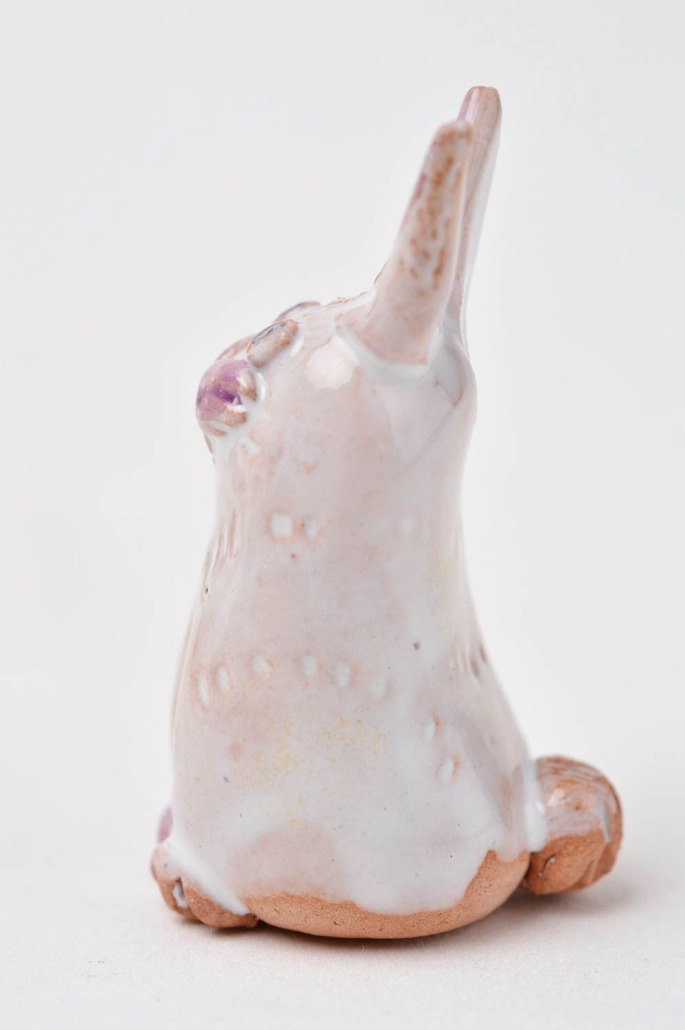 Figurine lapin Statuette miniature fait main argile glaçure Déco maison original photo 8