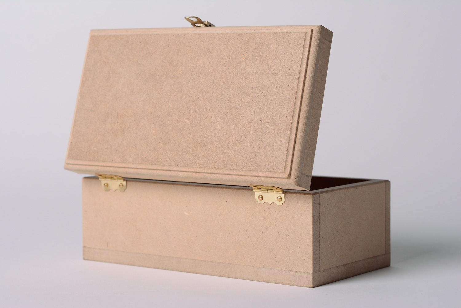 Handmade MDF craft blank for creative work rectangular jewelry box with metal lock photo 2