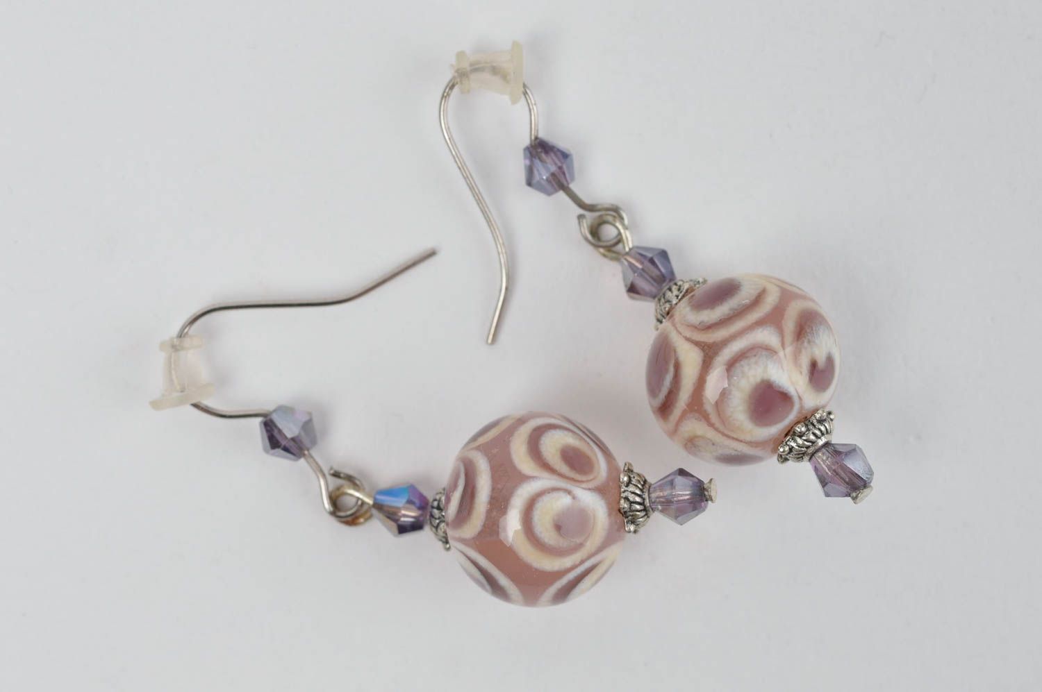 Designer jewelry handmade glass earrings unusual accessory stylish earrings photo 2