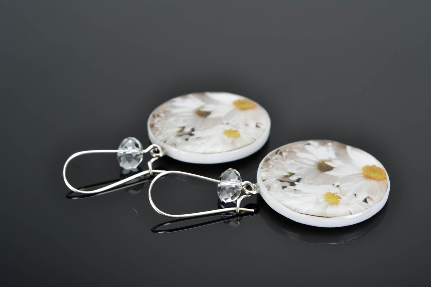Polymer clay earrings Daisies photo 1