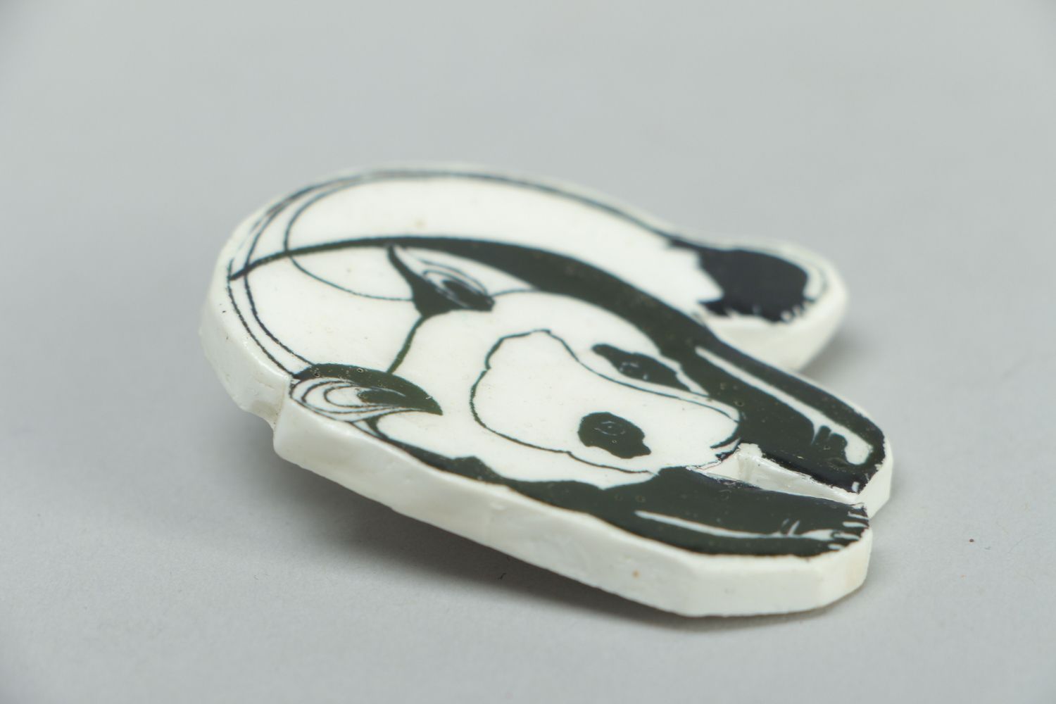 Polymer clay badge with painting Panda photo 2