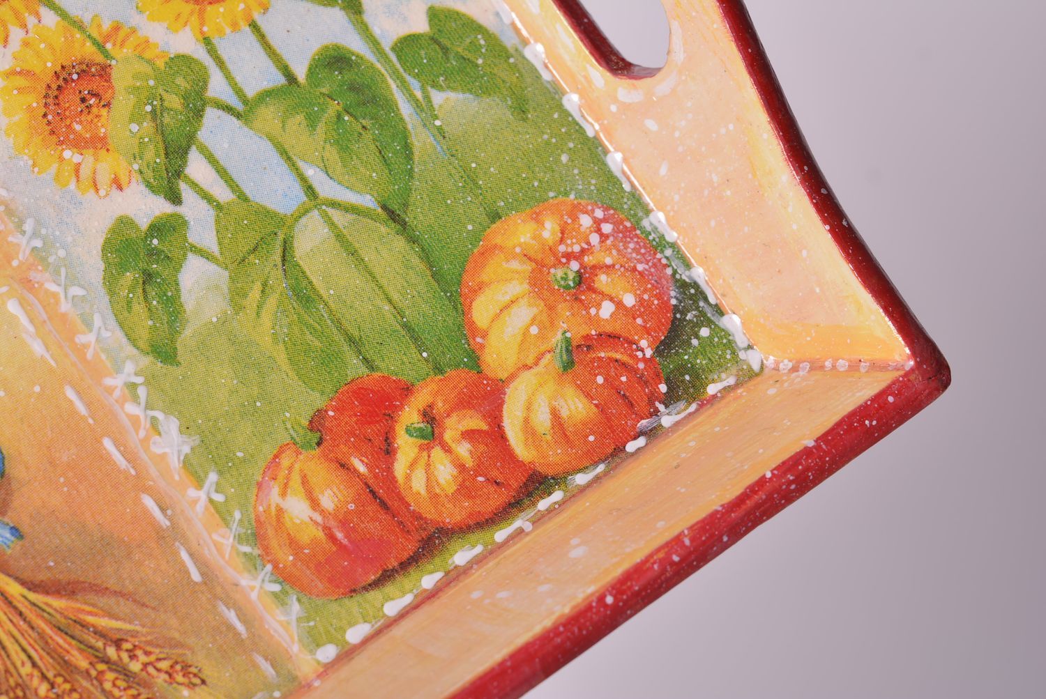 Tablett aus Holz handmade Tablett quadratisch bemalt Küche Geschirr originell foto 3