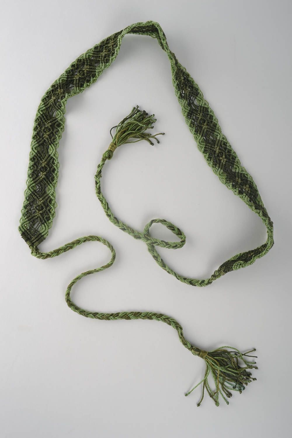 Пояс ручной работы женский ремень пояс для талии плетеный зеленый красивый фото 2
