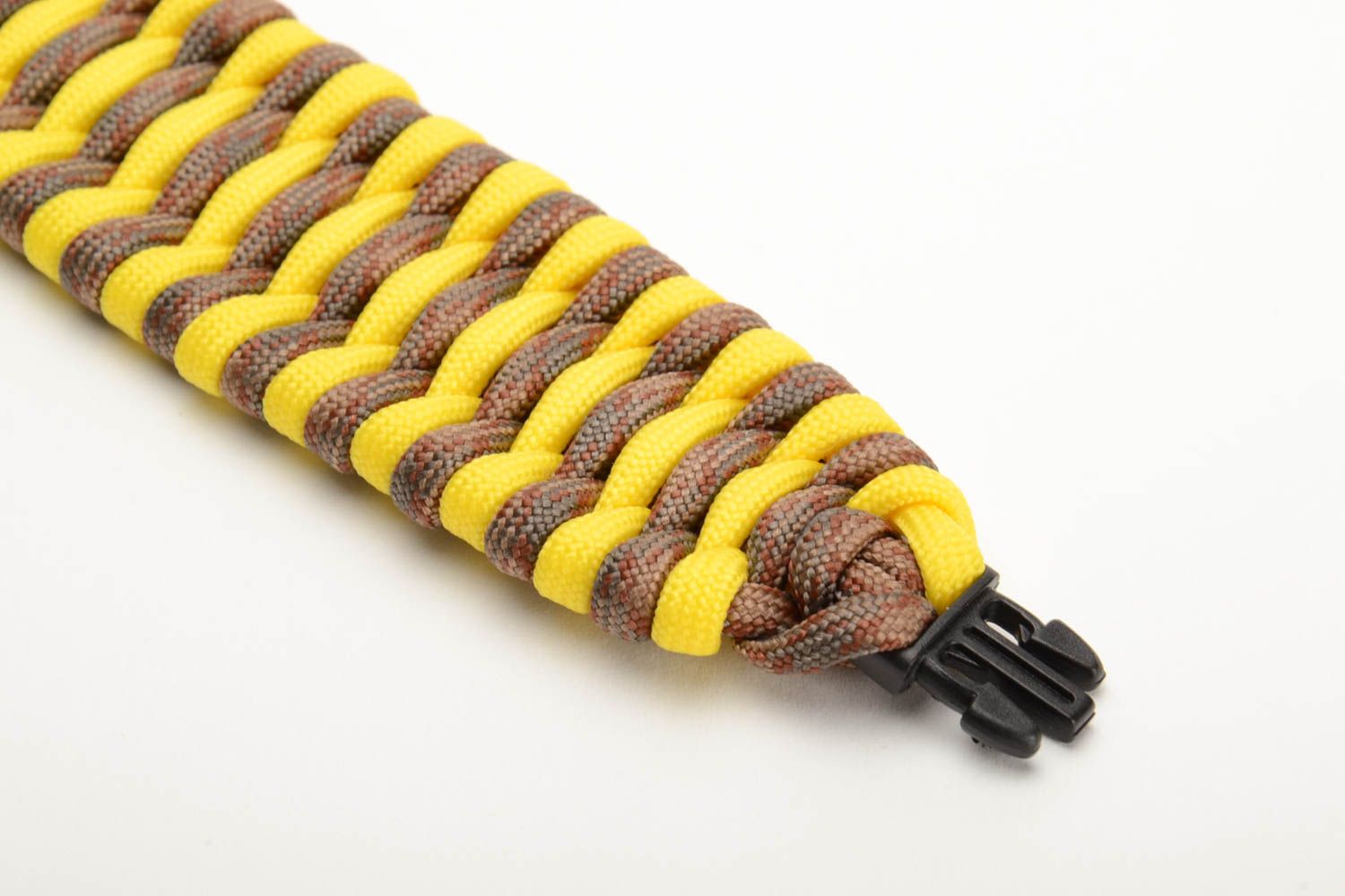 Yellow handmade survival bracelet woven of American paracord photo 2