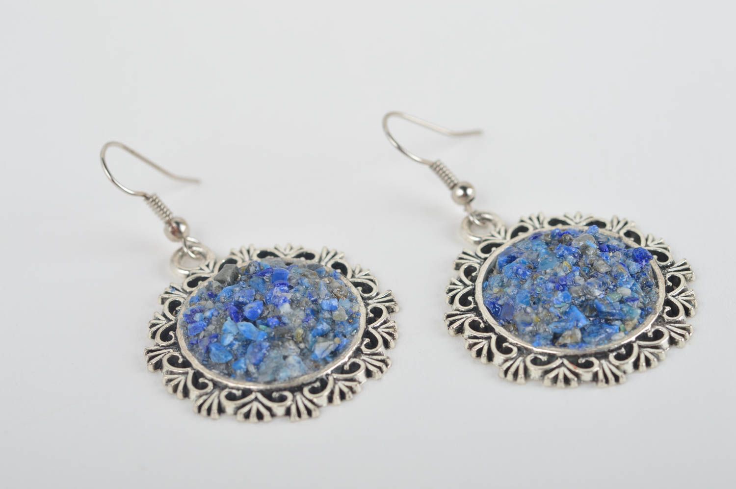 Schmuck handgemacht Damen Ohrringe Designer Schmuck blau Accessoires für Frauen foto 2