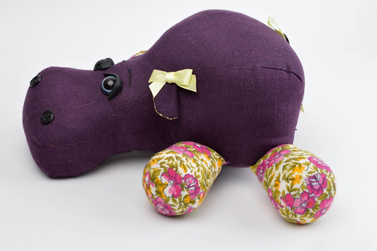 Juguete de animal para niño muñeco de trapo artesanal regalo original Hipopótamo foto 3