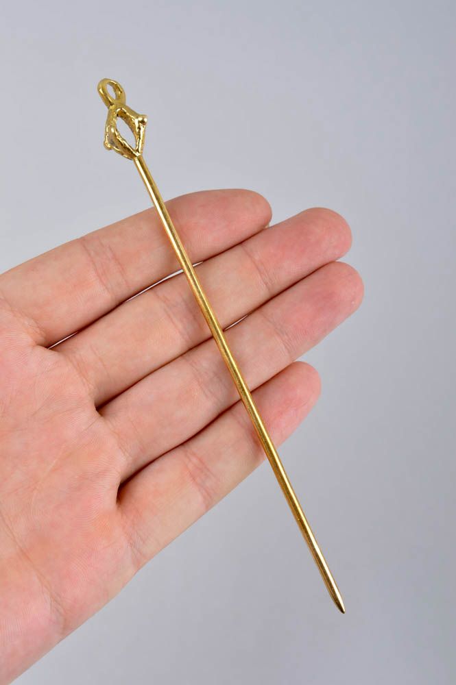 Handmade brass hair stick unusual designer hair stick metal accessory for hair photo 5