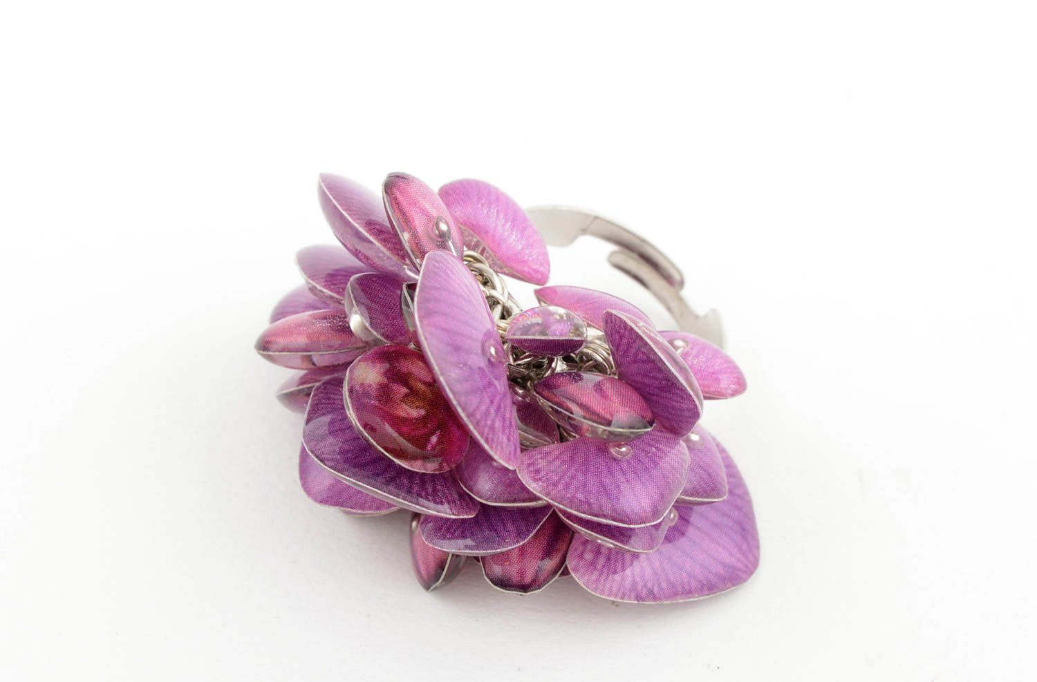 Designer handmade silver ring designer orchid shaped jewelry present for woman photo 1