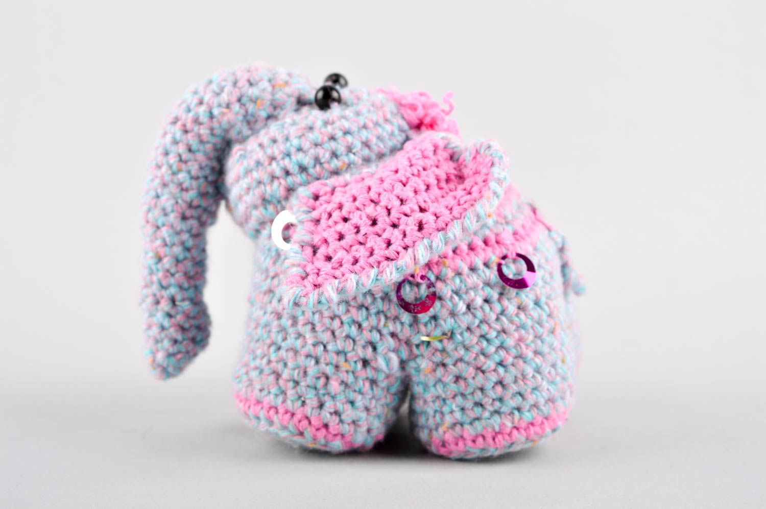 Elefant Kuscheltier Spielsache für Kinder handgemachtes Kuscheltier rosa grau foto 3
