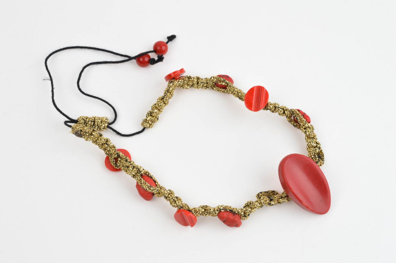 Handmade Halskette für Frauen Rocailles Kette Frauen Accessoire rotes Gold foto 4