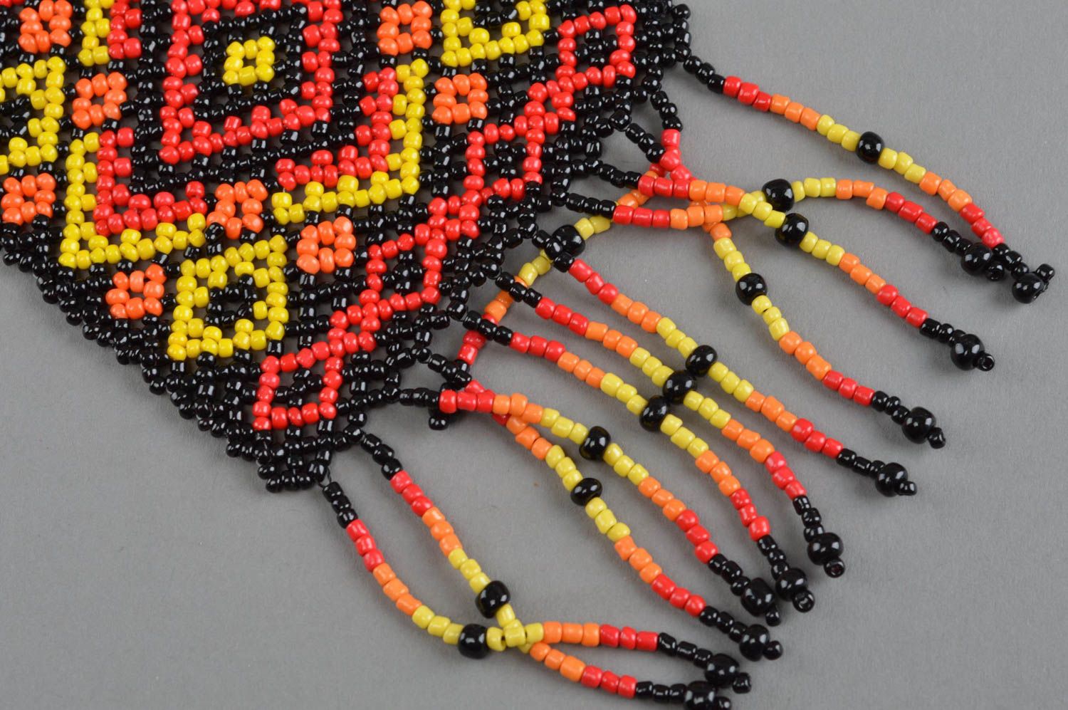 Long collier en perles de rocaille fait main design original style ethnique photo 3