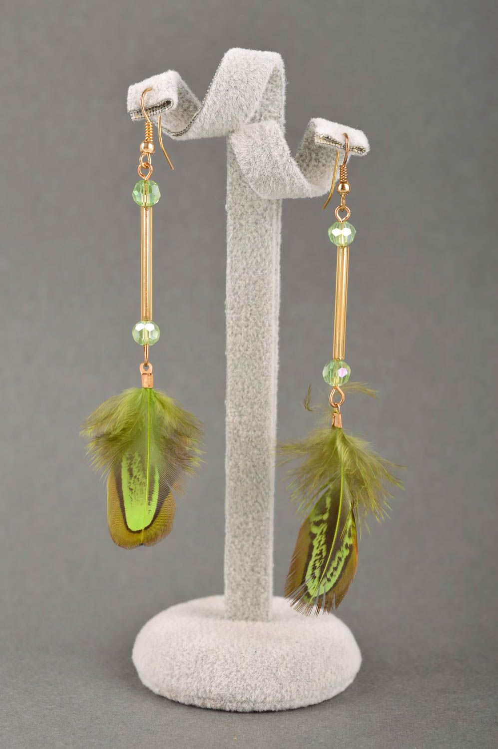 Feather earrings with charms fashion accessories feather jewelry summer jewelry photo 1
