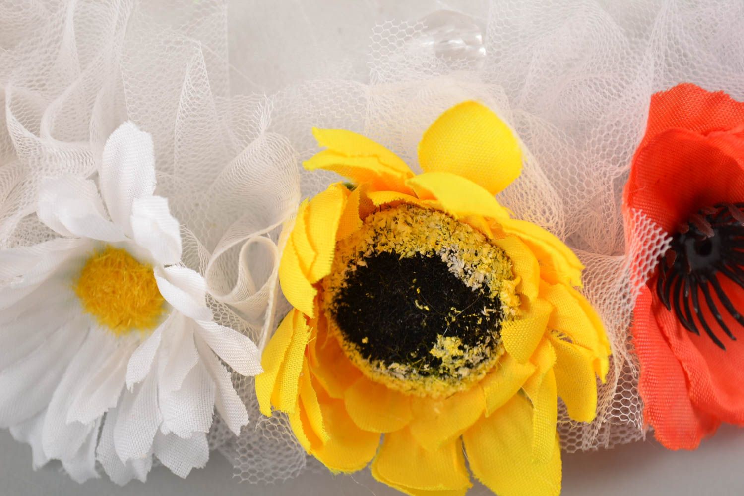 Unusual bright handmade designer wedding ring pillow with flowers photo 2