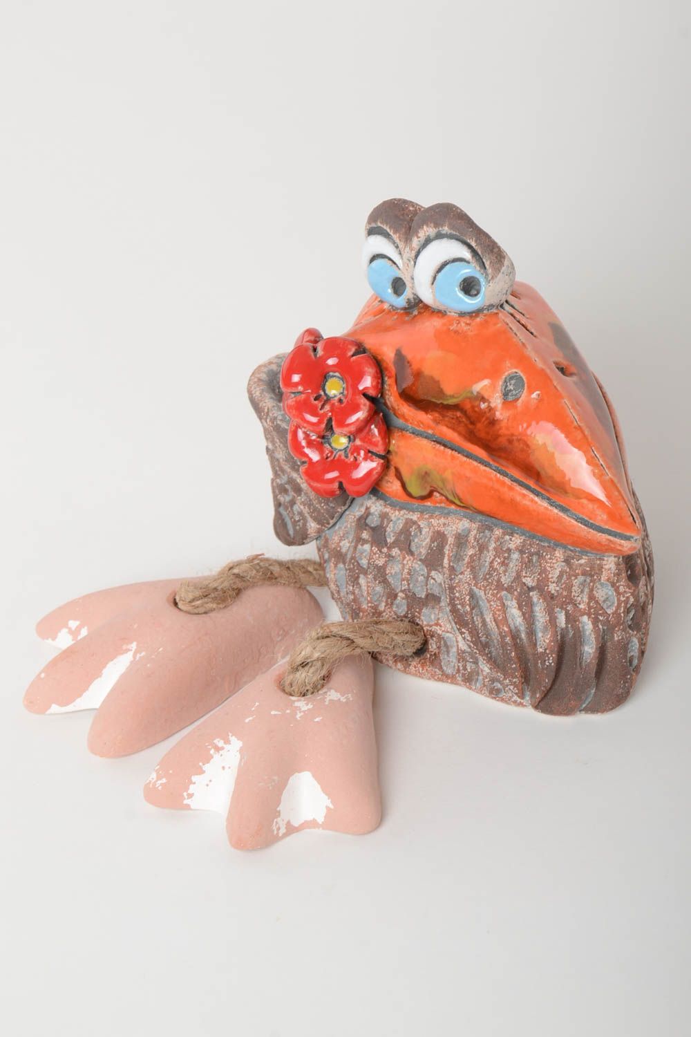 Tirelire oiseau faite main Figurine animal en argile Idée cadeau original photo 2