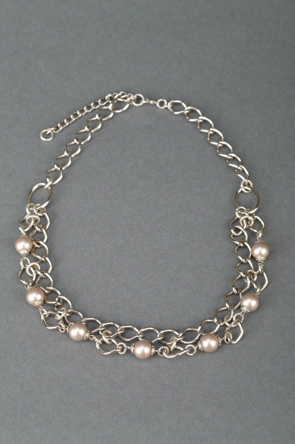Collar metálico con cuentas artesanal original original con cadenas para mujer  foto 5