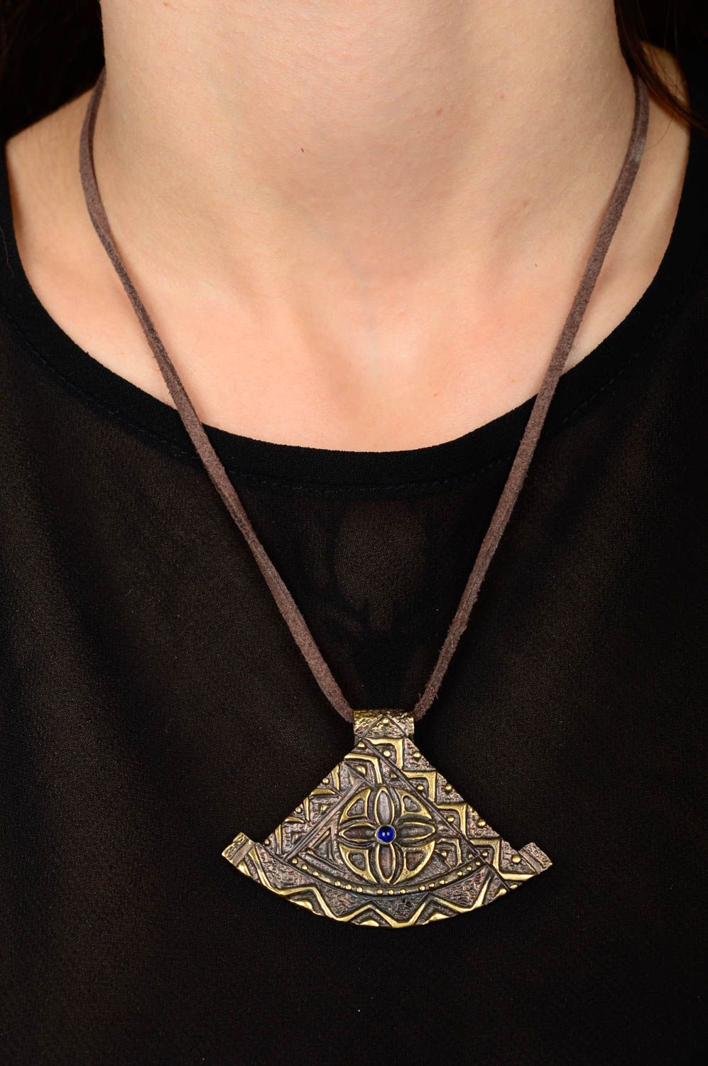 Handmade metal pendant unusual designer pendant stylish accessory for girls photo 2