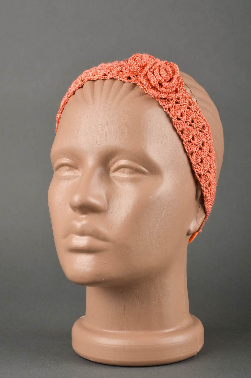 Banda para el cabello hecha a mano regalo para niñas naranja accesorio tejido foto 1