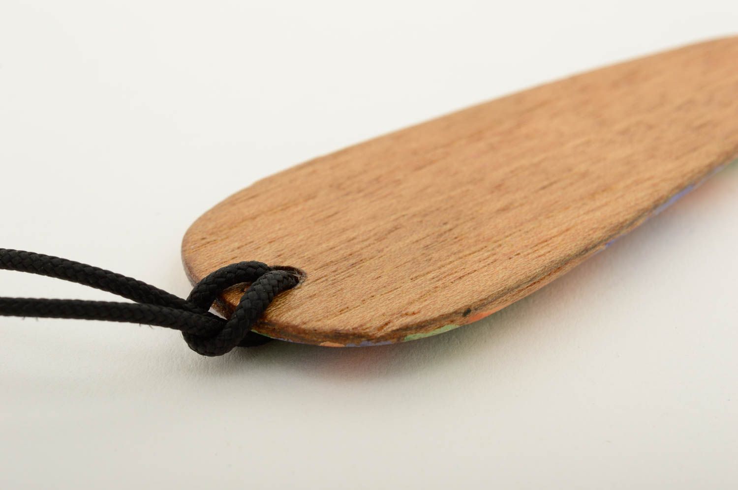 Handmade unusual pendant painted wooden pendant feminine accessory gift photo 5