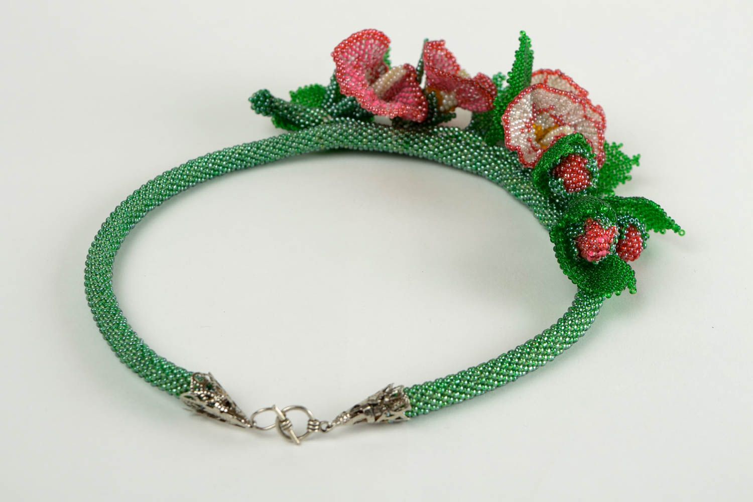 Beaded cord necklace designer accessory handmade fashion jewelry red alcea photo 5