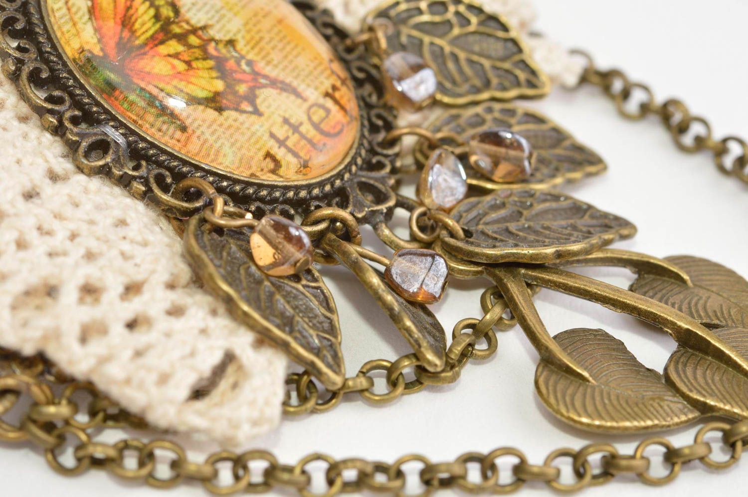 Handmade metal jewelry metal earrings vintage brooch cute brooch with print photo 5