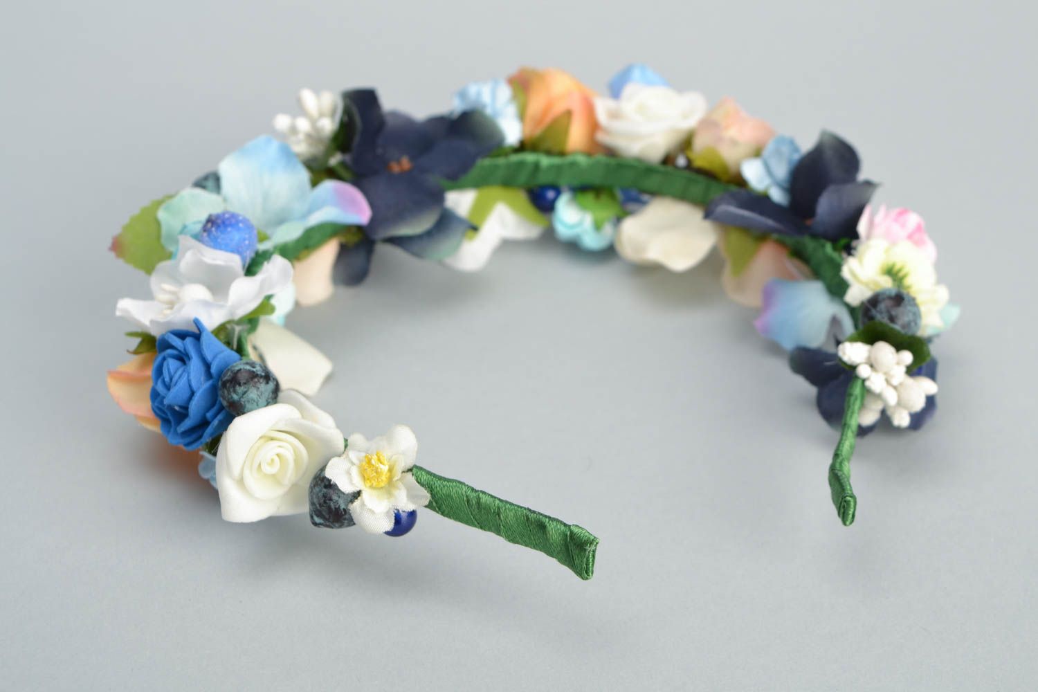 Serre-tête couronne de fleurs artificielles fait main Bouquet merveilleux  photo 5