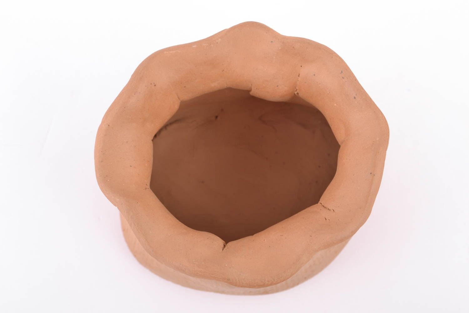 Petit pot de cuisine en céramique brun fait main en forme de sac original photo 4