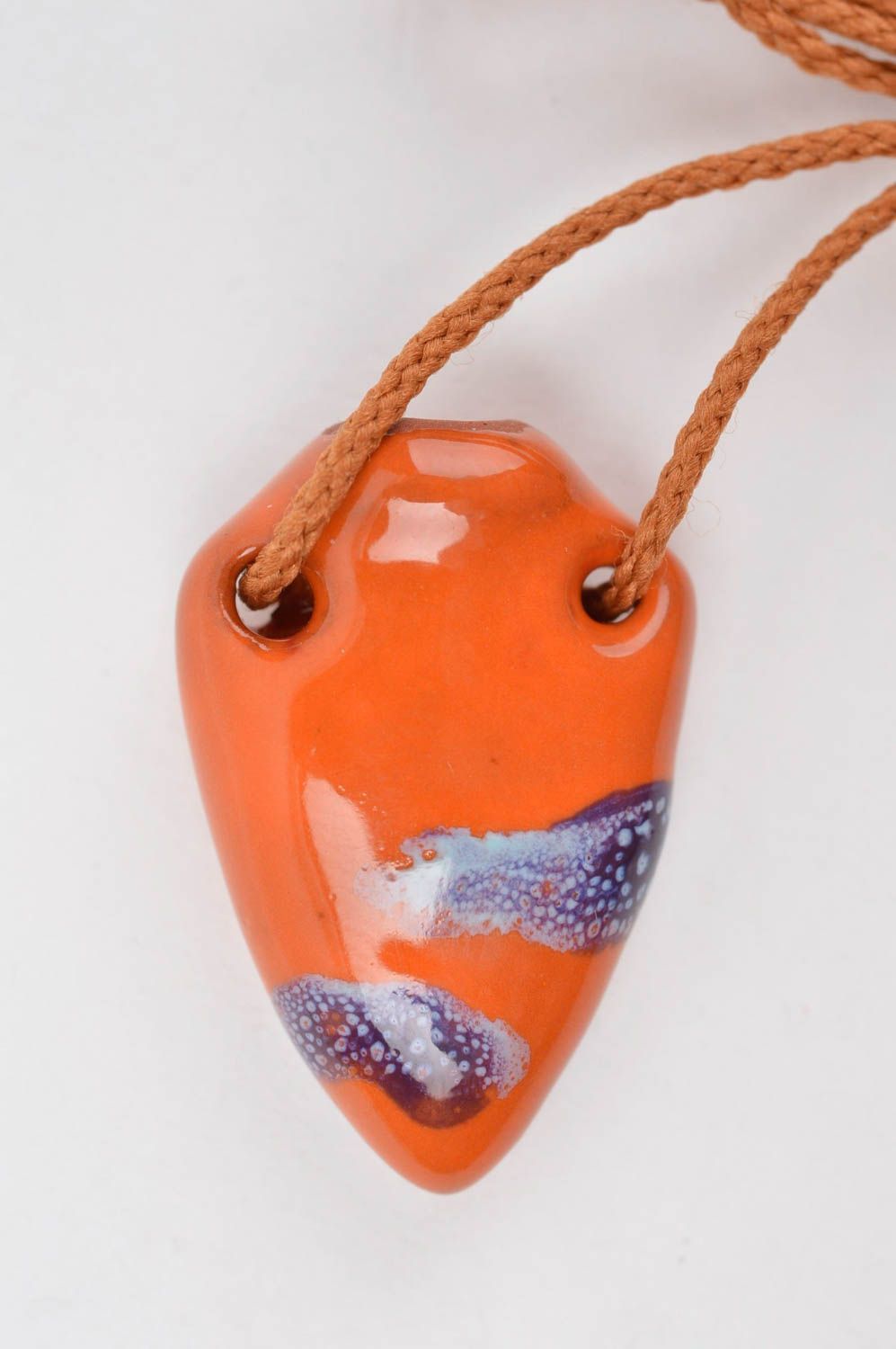 Кулон ручной работы глиняный аромакулон украшение на шею Оранжевый кувшин фото 4