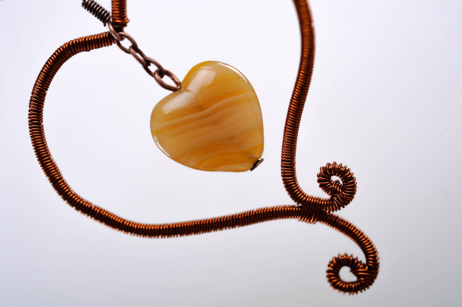 Earrings Made of Copper Wire Heart photo 5
