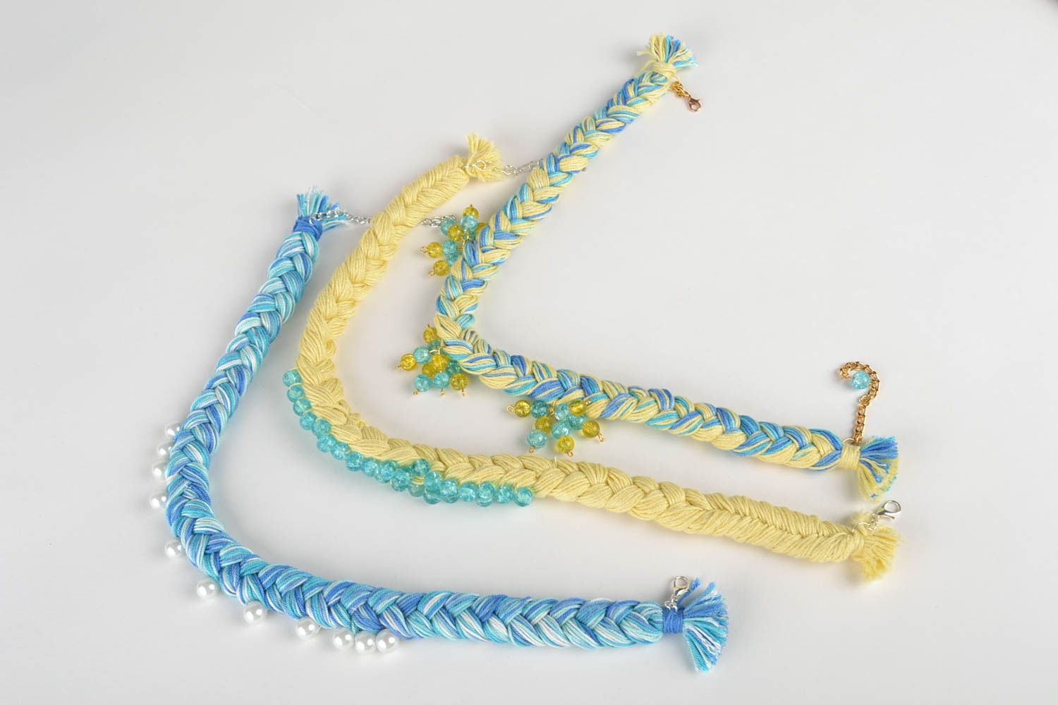 Designer bijouterie handmade necklaces made of threads fabric accessories photo 2