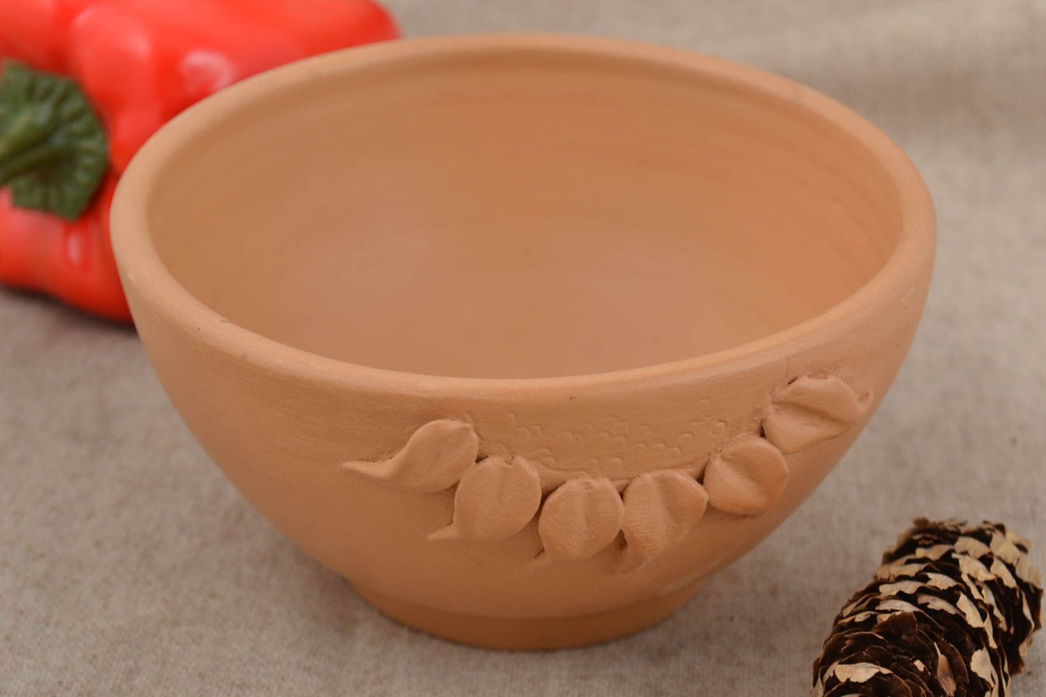 Handgemachte schöne originelle tiefe Schale aus Ton Schüssel Keramik 400 ml foto 1