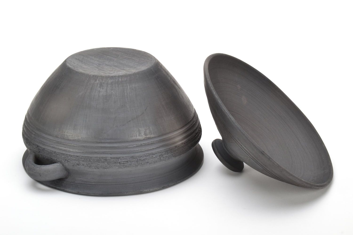 Clay pan with lid black smoke ceramics photo 4