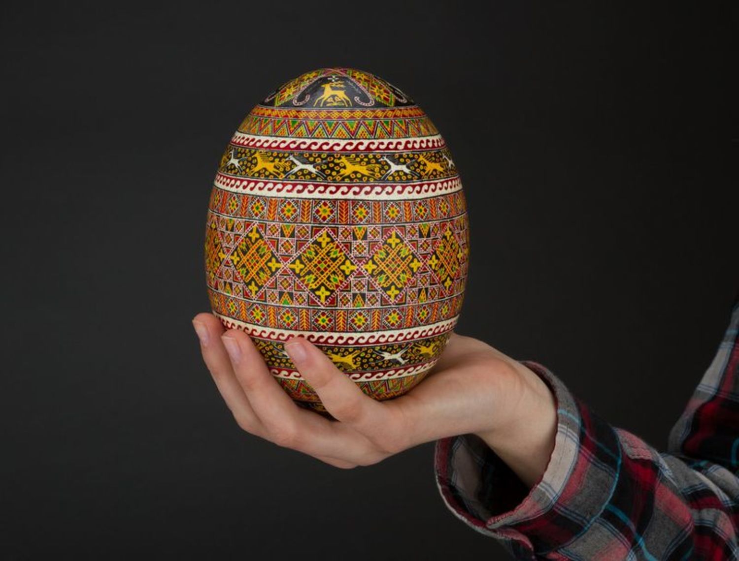 L'uovo di struzzo dipinto a mano L'uovo decorativo fatto a mano L'uovo ucraino 
 foto 5