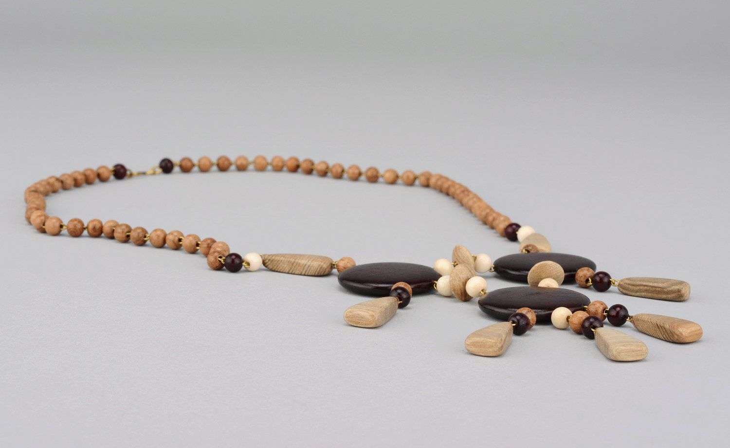Wooden handmade beads with clasp photo 1