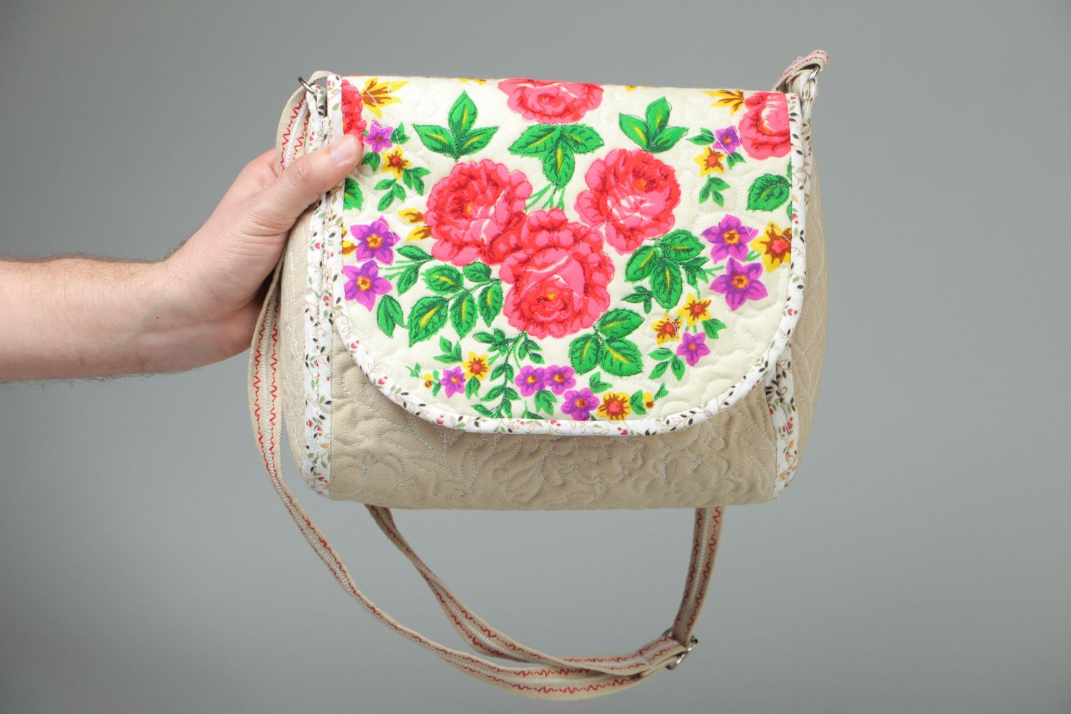 Textil Tasche mit Blumenprint foto 4