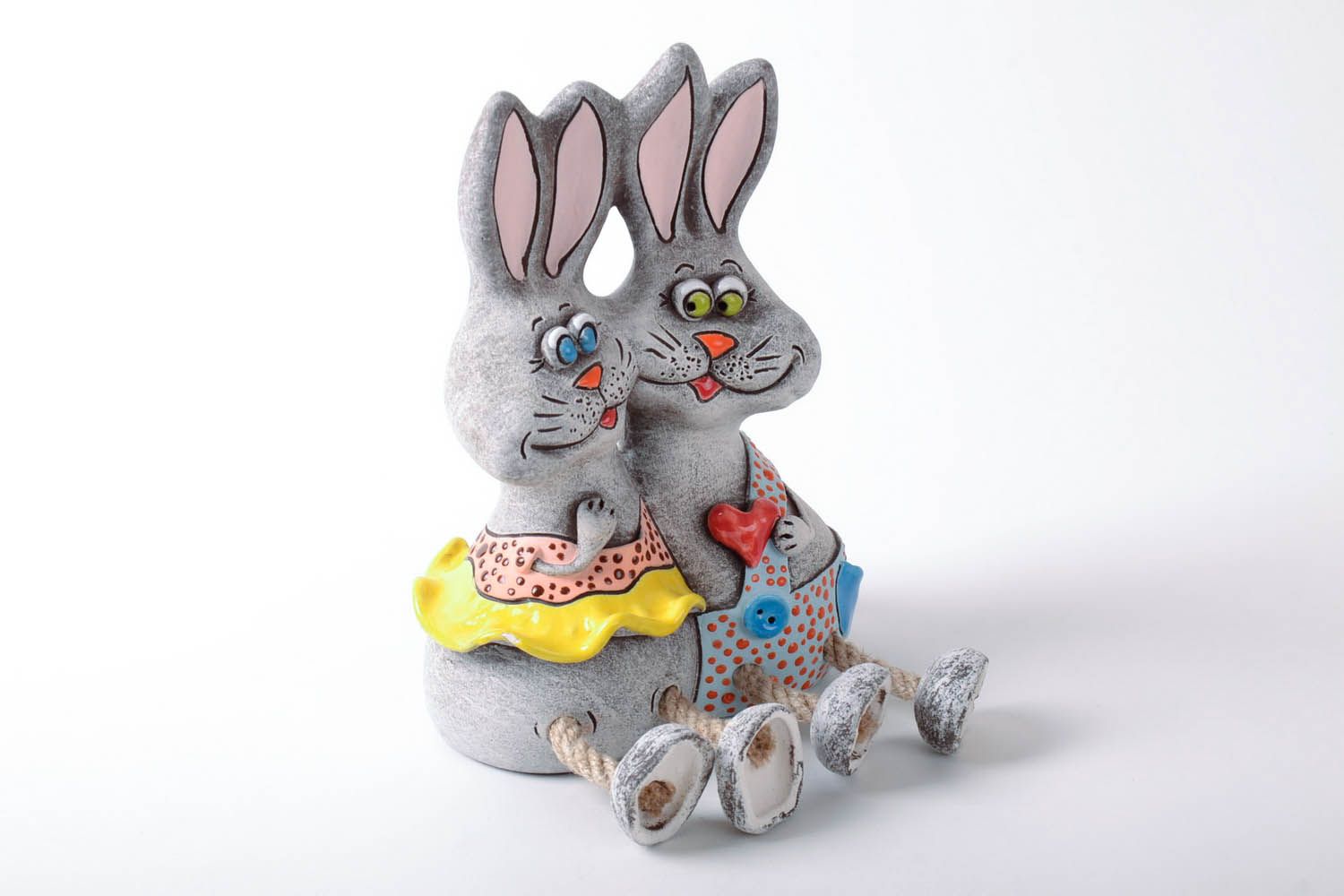 Conigli salvadanaio fatto a mano in ceramica dipinto a mano idea regalo  foto 1
