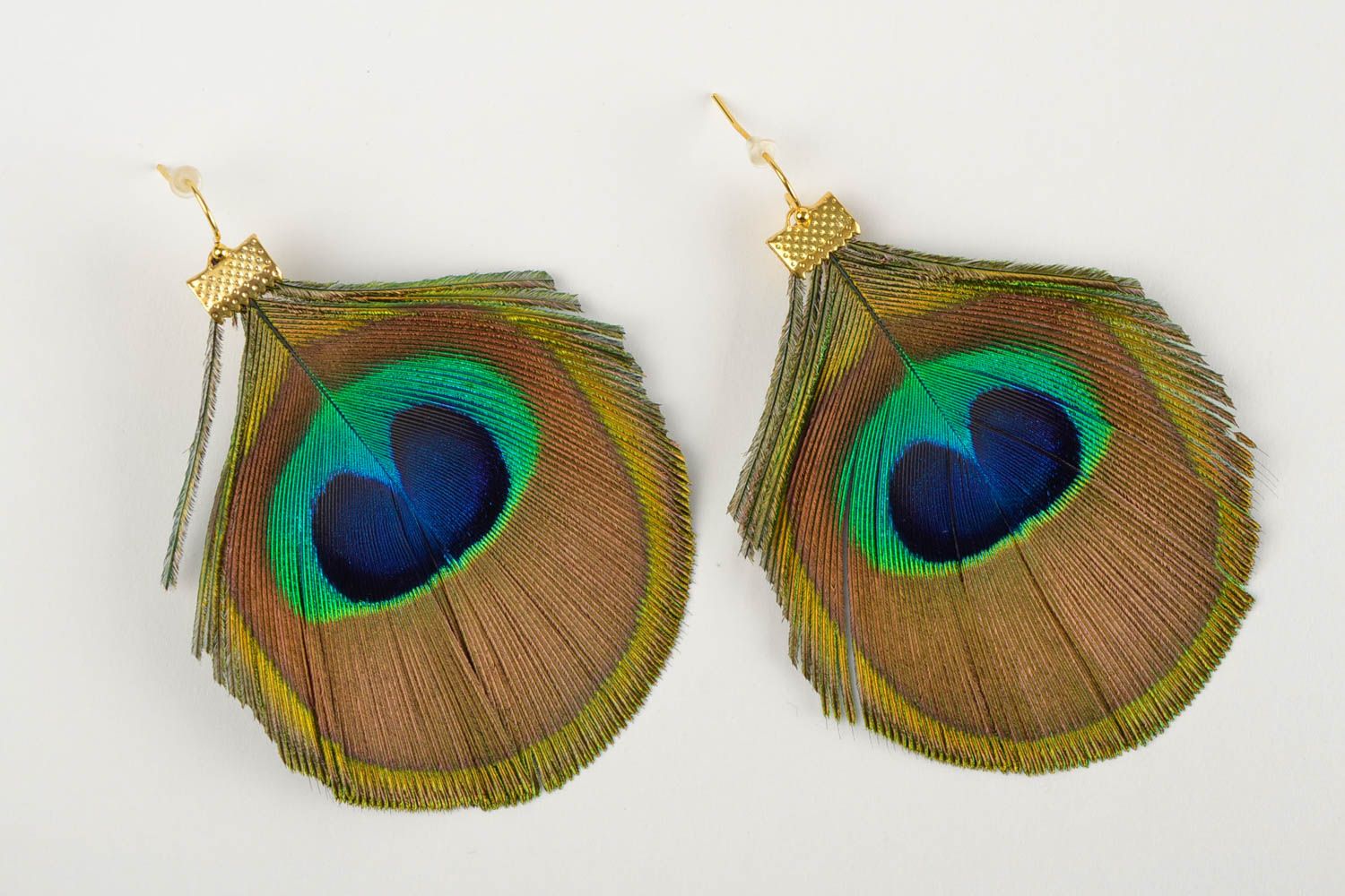Peacock feather bijouterie unique designer earrings stylish accessories for girl photo 3