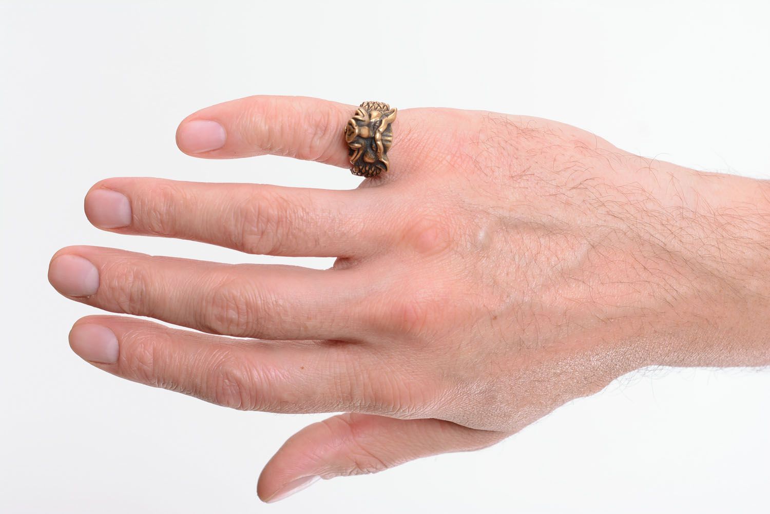Men's ring made of bronze Boar photo 4