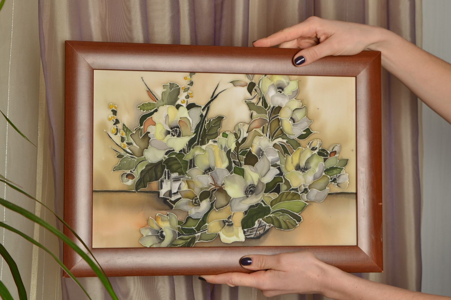 Acrylic painting on silk basis Flowers photo 2