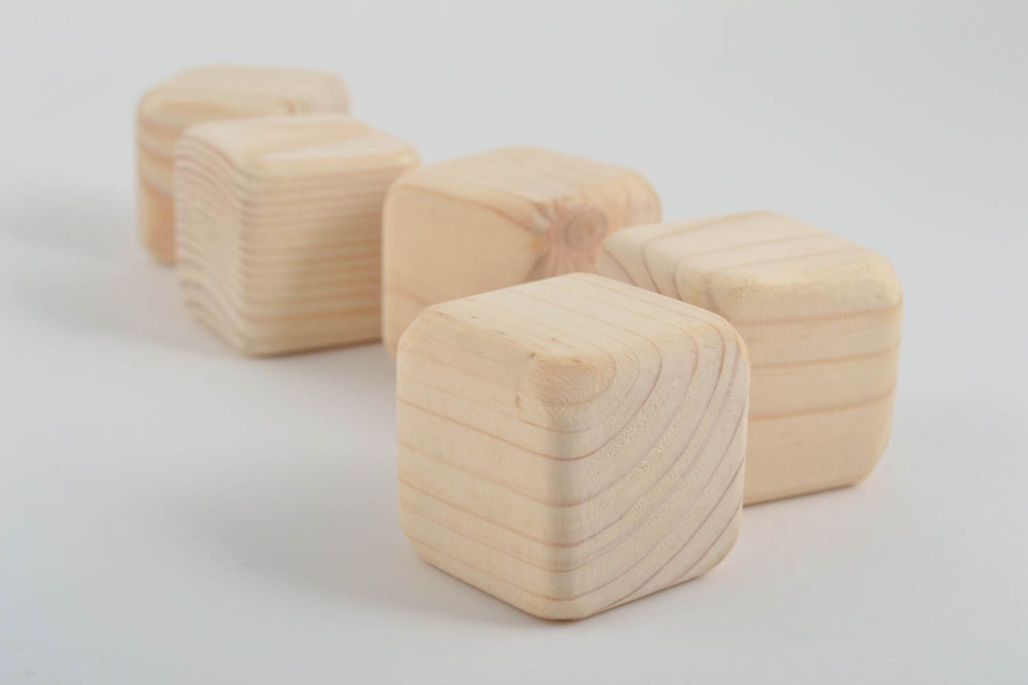 Set of 5 handmade wooden cubes blanks for creativity educational toys for kids photo 3