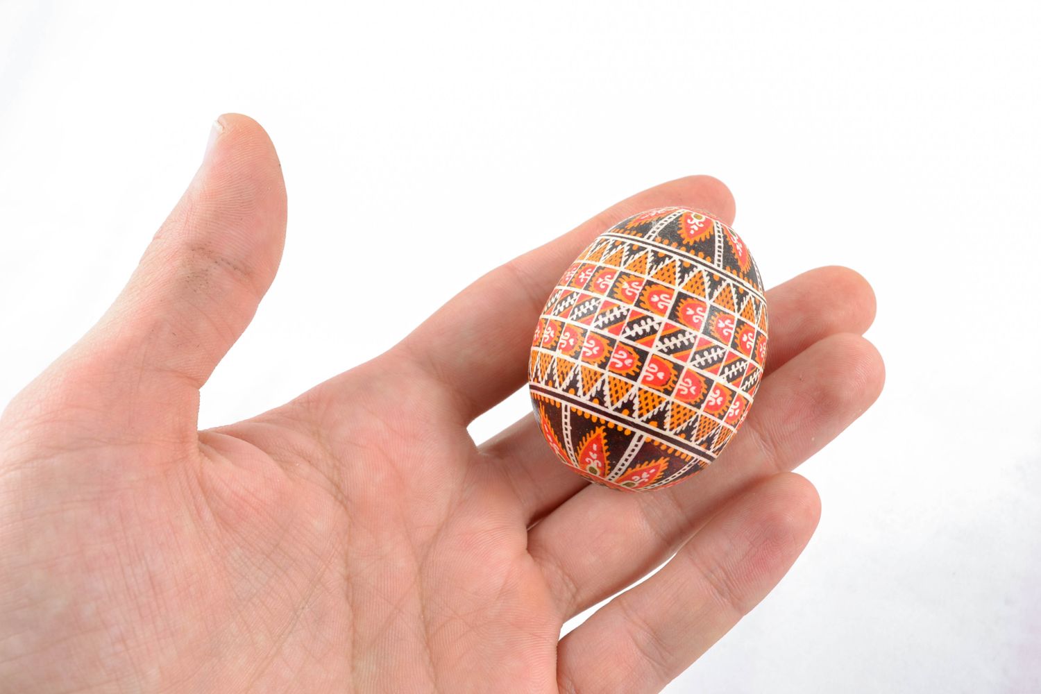 Handmade painted chicken egg with interesting pattern photo 2